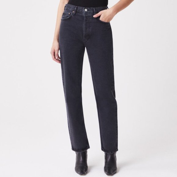Agolde Denim - AGOLDE 90’s Pinch Waist High Rise Straight Jean in Black Tea